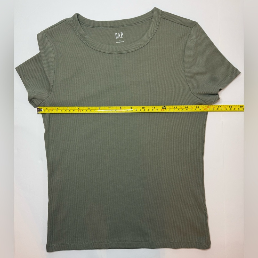 GAP Ribbed Crewneck T-Shirt Mesculine Green Short Sleeves Size S - Picture 4 of 11
